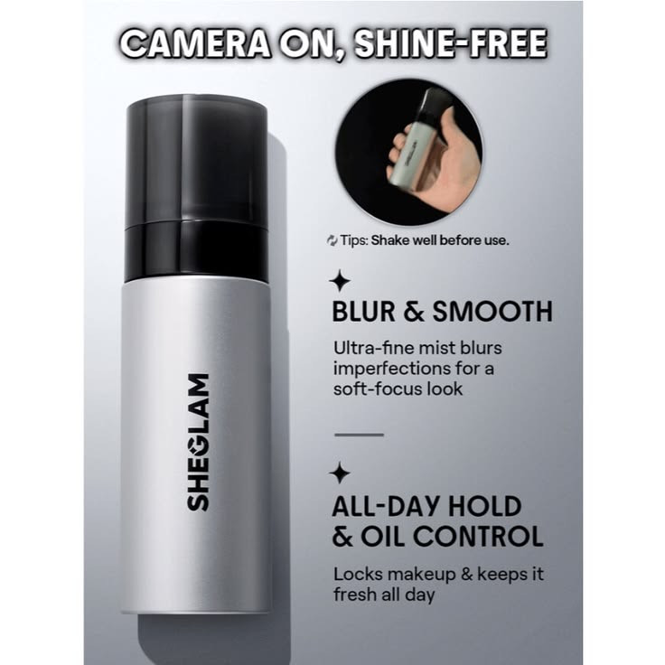 🩶اسپری فیکس ماتکننده نقرهای اورجینال شیگلم | SHEGLAM Matte Fresh Setting Spray مدل Camera On Blurring Waterproof | نقد و بررسی + نحوه استفاده