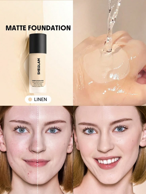 🍰کرم پودر اورجینال شیشه ای شیگلم(SHEGLAM) بادوام و مات مدل Complexion Pro