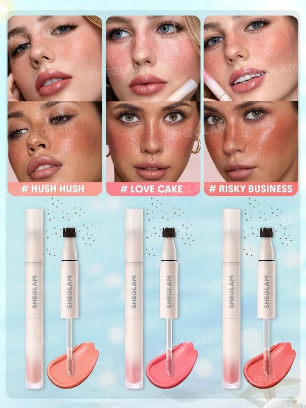 🍉قلم دوکاره رژگونه و کک و مک اورجینال شیگلم(Sheglam)مدل Sunspell Freckle & Flush Pen